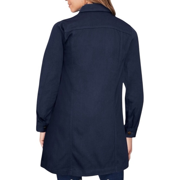 Jessica London Jean Dark Wash Denim Long Line Jacket Stretch Plus 18 W - Picture 2 of 7